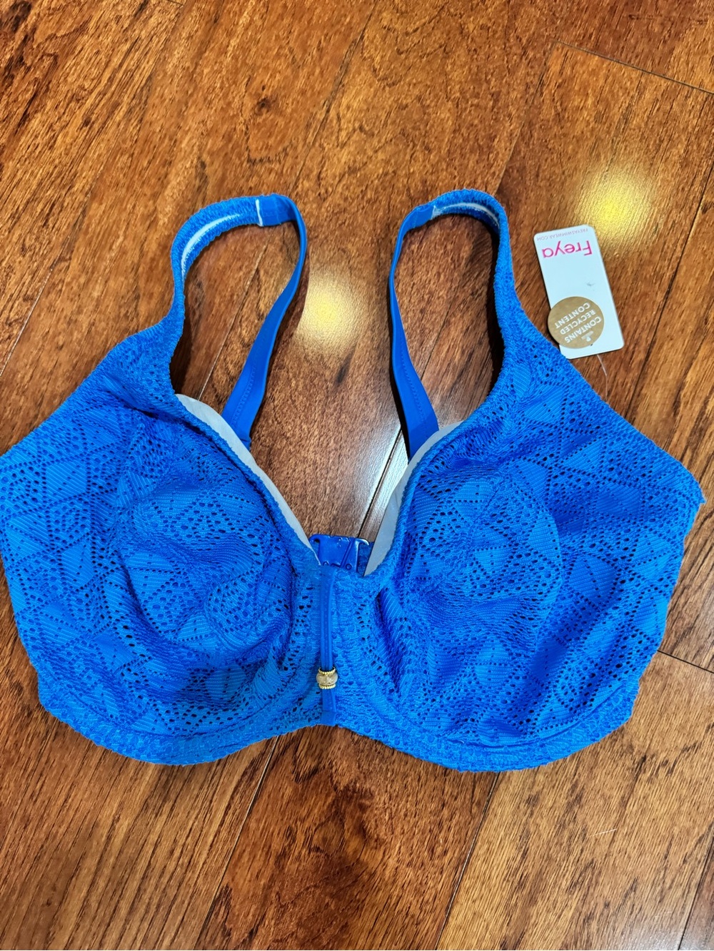 NEW Freya Women's Nomad Nights Underwire Sweetheart Bikini Top 34 L Blue Stretch - Picture 2 of 6